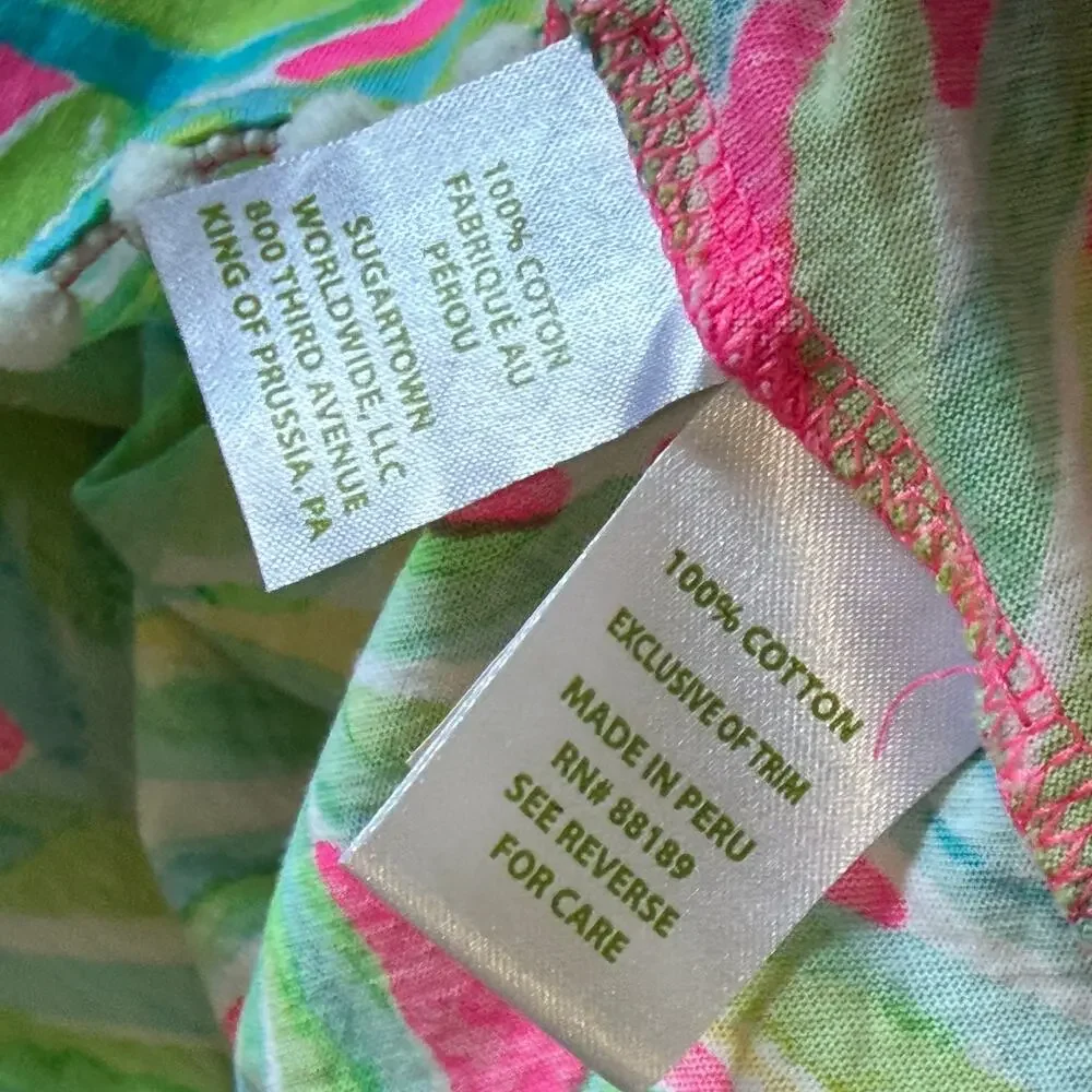 LILLY PULITZER Enna Off Shoulder Girl Mini Dress in Tiki Pink Royal Lime Size XL